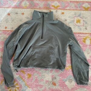 Green lululemon soft stream cropped quarter zip